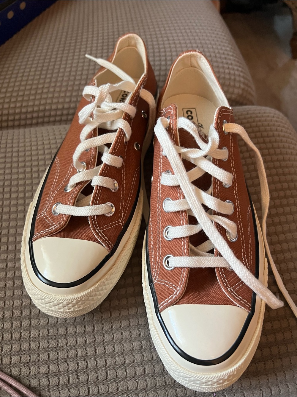 Converse Low Top Sneakers - Rust Brown and White